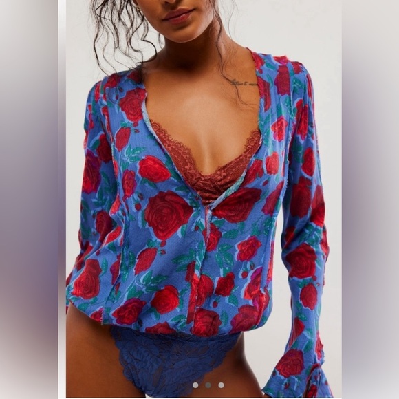 Free People Tops - Free People Everything’s Rosy Bodysuit Size XS NWOT